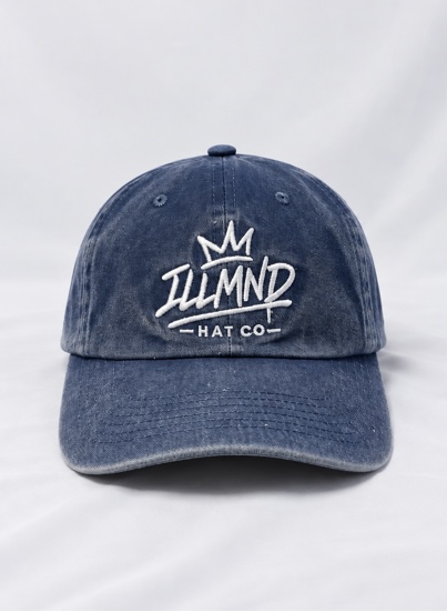 Genesis Cap in washed blue denim-look cotton, front view